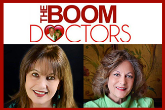 "The Boom Doctors" logo with photos of Constance Avery-Clark, PHD and Linda Weiner, MSW