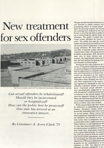 Connecticut College Alumni Magazine New Treatment for Sex Offenders